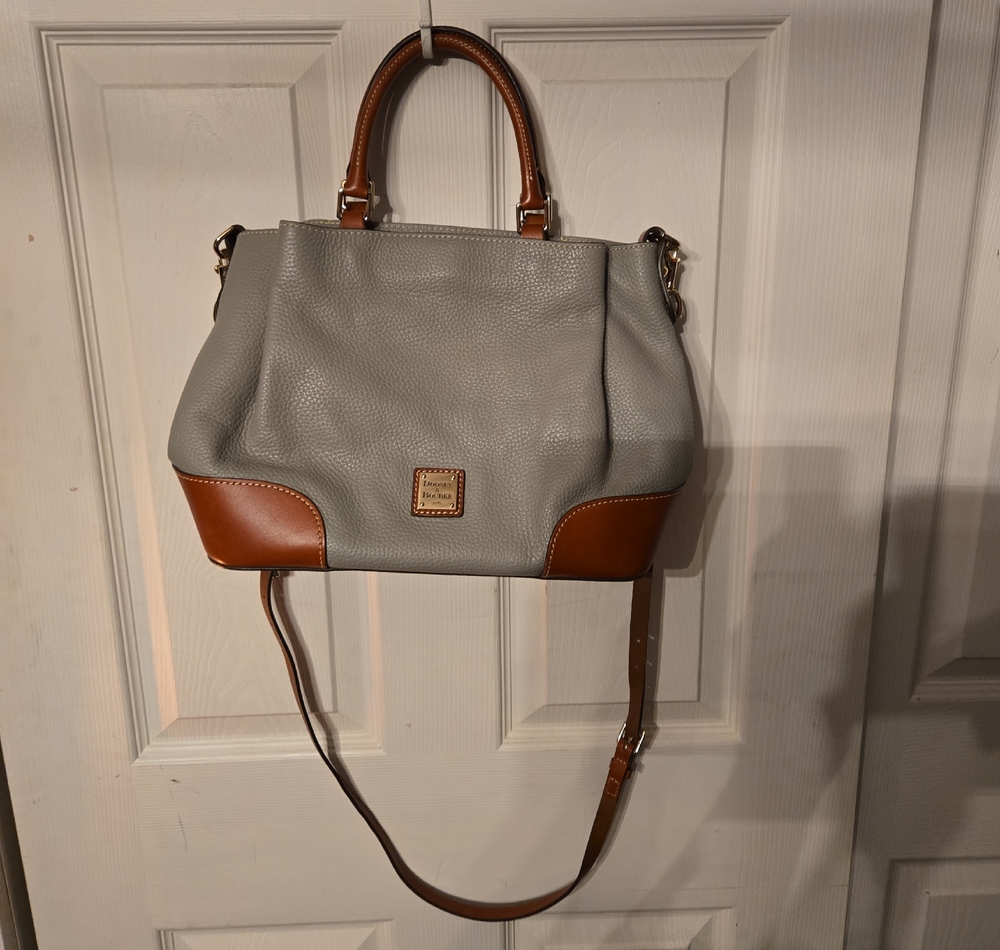 Dooney & Bourke Gray and Brown Satchel With Matching Wallet